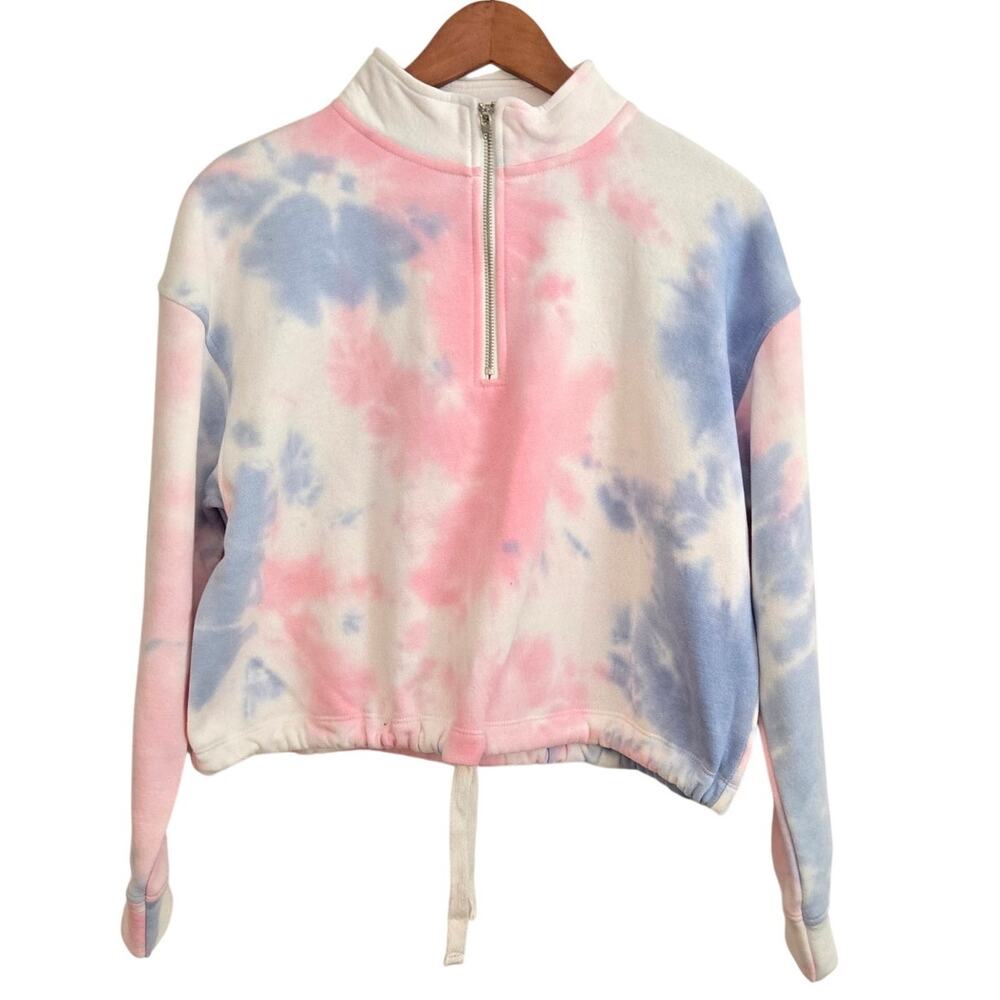 Y2K Soft Indie PastelโฏTieโDyeโฏQuarterโZip Cozy Loungewear PulloverโฏSizeโฏSmallโฏ